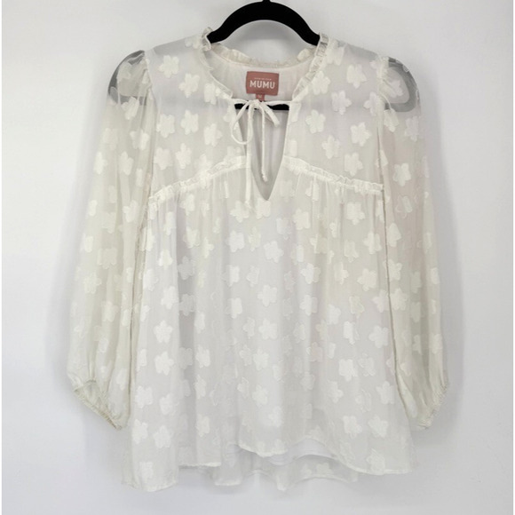 Show Me Your MuMu Tops - Show Me Your Mumu Womens Top Sheer Peasant Blouse Boho Floral Prairie Size M